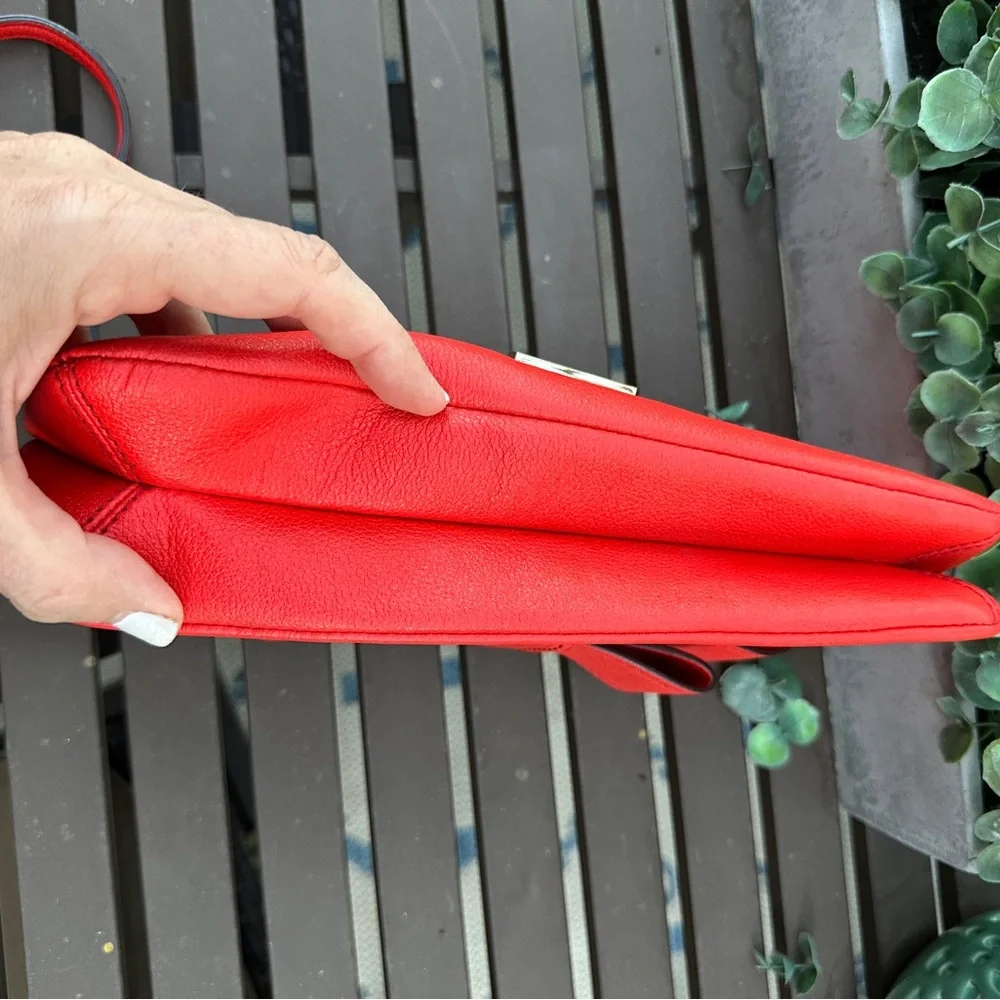 Kate Spade Robinson Street Zanni Red Bow Crossbody Bag Leather Rectangle BW Dots